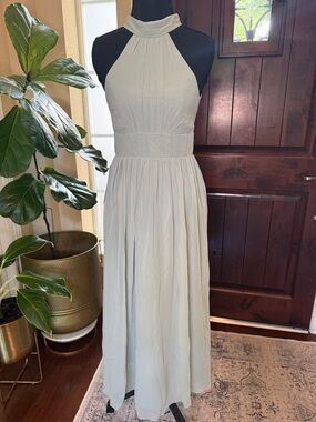 Azazie Agave Halter Maxi Dress Juniors Dress